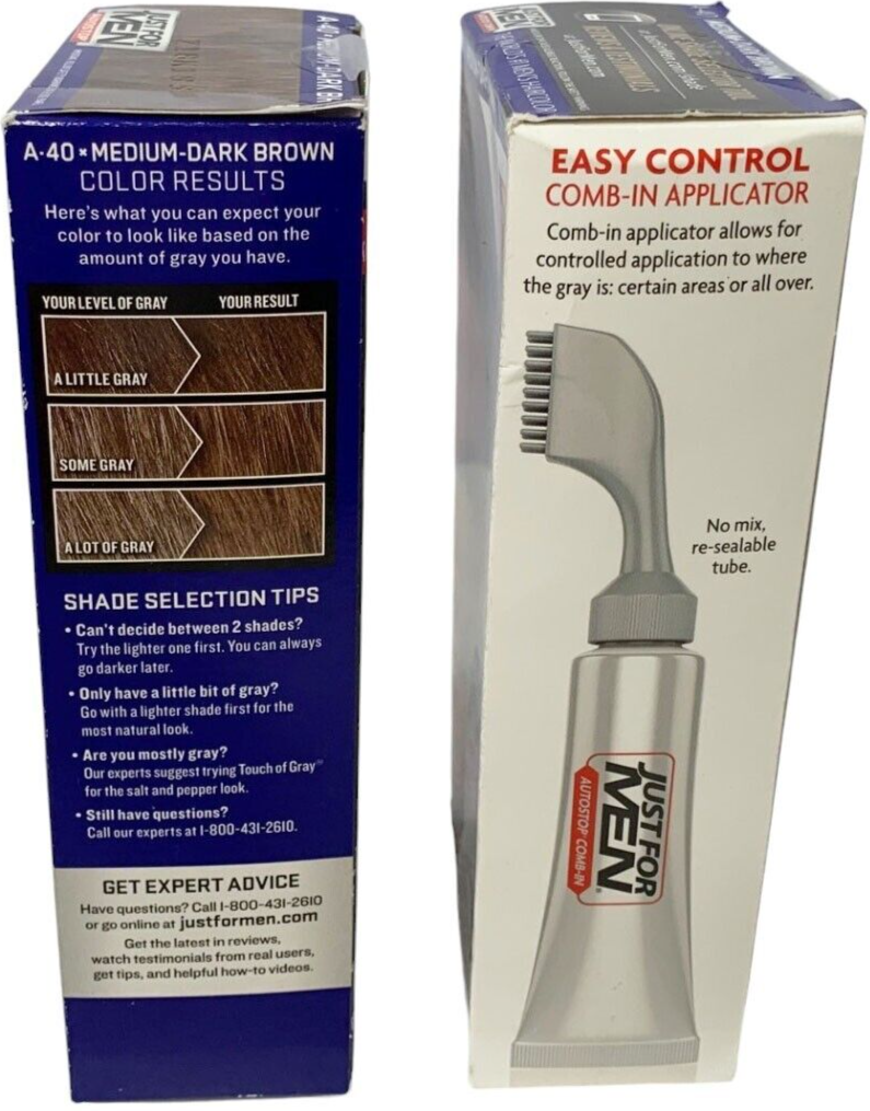 2-Just For Men Autostop Comb-In Easy No-Mix Haircolor A-40 Medium Dark Brown