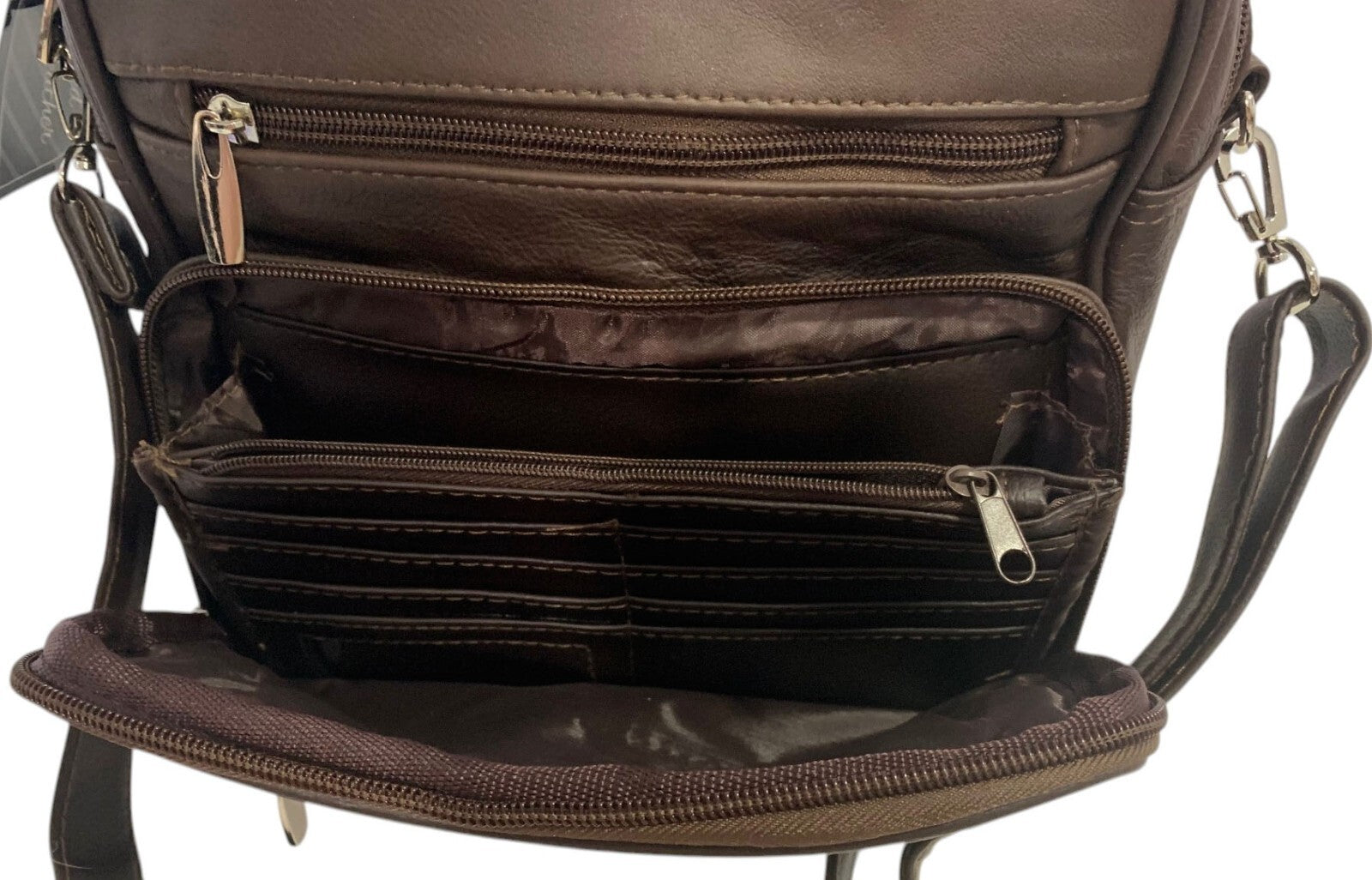 Brown Large Cowhide Leather Messenger Crossbody Shoulder Bag Satchel for Men