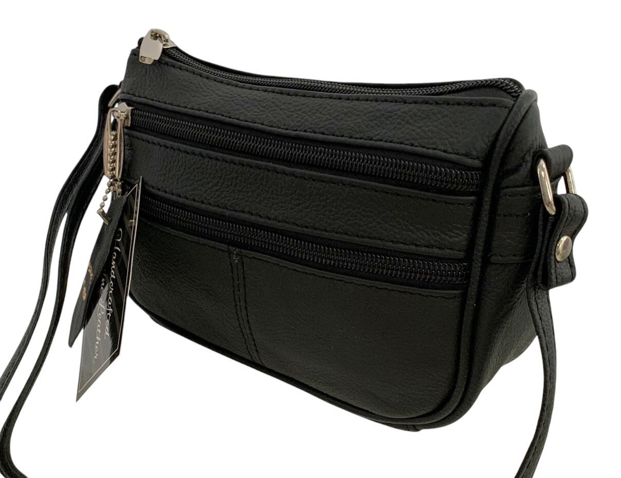 Black Soft Cowhide Leather Small Handbag Crossbody Shoulder Bag  Purse for Women