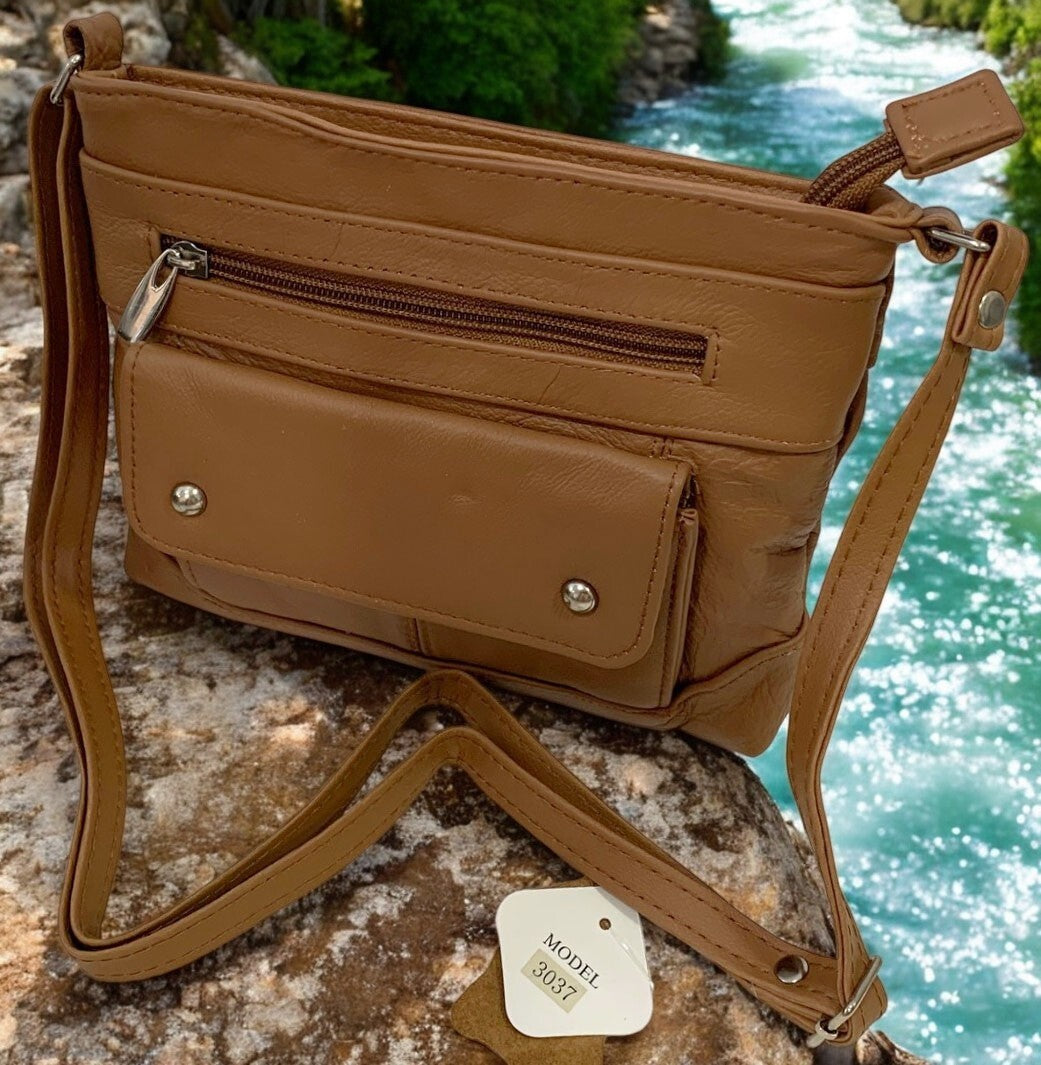 Brown Lt Cowhide Leather Small Handbag Crossbody Shoulder Bag  Purse for Women