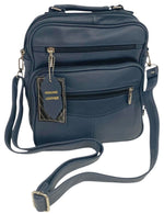 Blue Large Men Cowhide Leather Messenger Crossbody Shoulder Bag Satchel Handbag