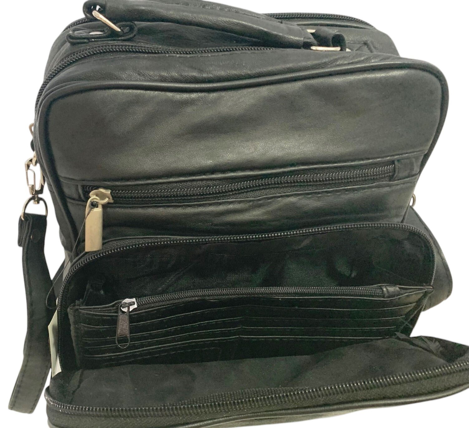 Black Large Leather Messenger Crossbody Shoulder Bag Handbag Satchel for Men