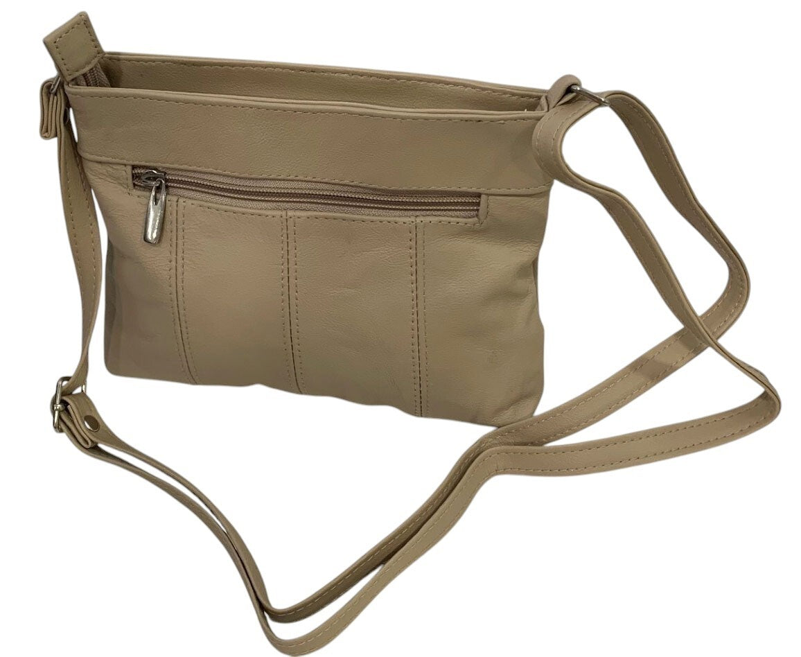 Ivory Cowhide Leather Small Handbag Crossbody Shoulder Bag  Purse for Women