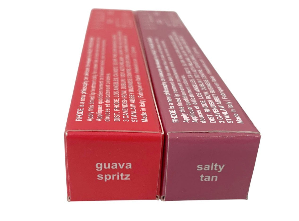 Rhode Peptide Lip Tint 10ml Shea Butter Sheer SET of 2 GUAVE SPRITZ & SALTY TAN