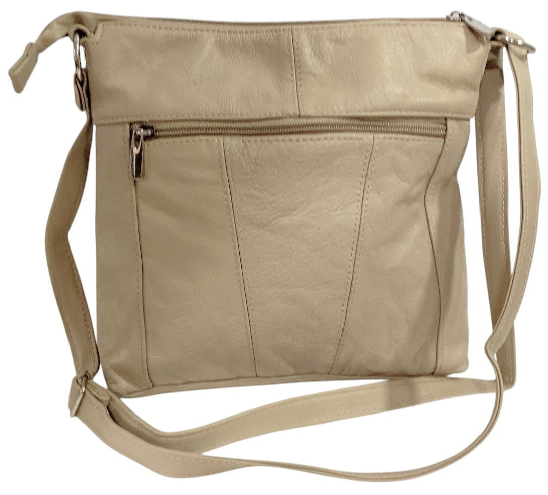 IVORY WOMEN MEDIUM COWHIDE LEATHER CROSS BODY SHOULDER BAG HANDBAG PURSE HOBO