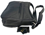 BLACK Leather Organizer Purse Shoulder Bag Multiple Pockets Cross Body Handbag