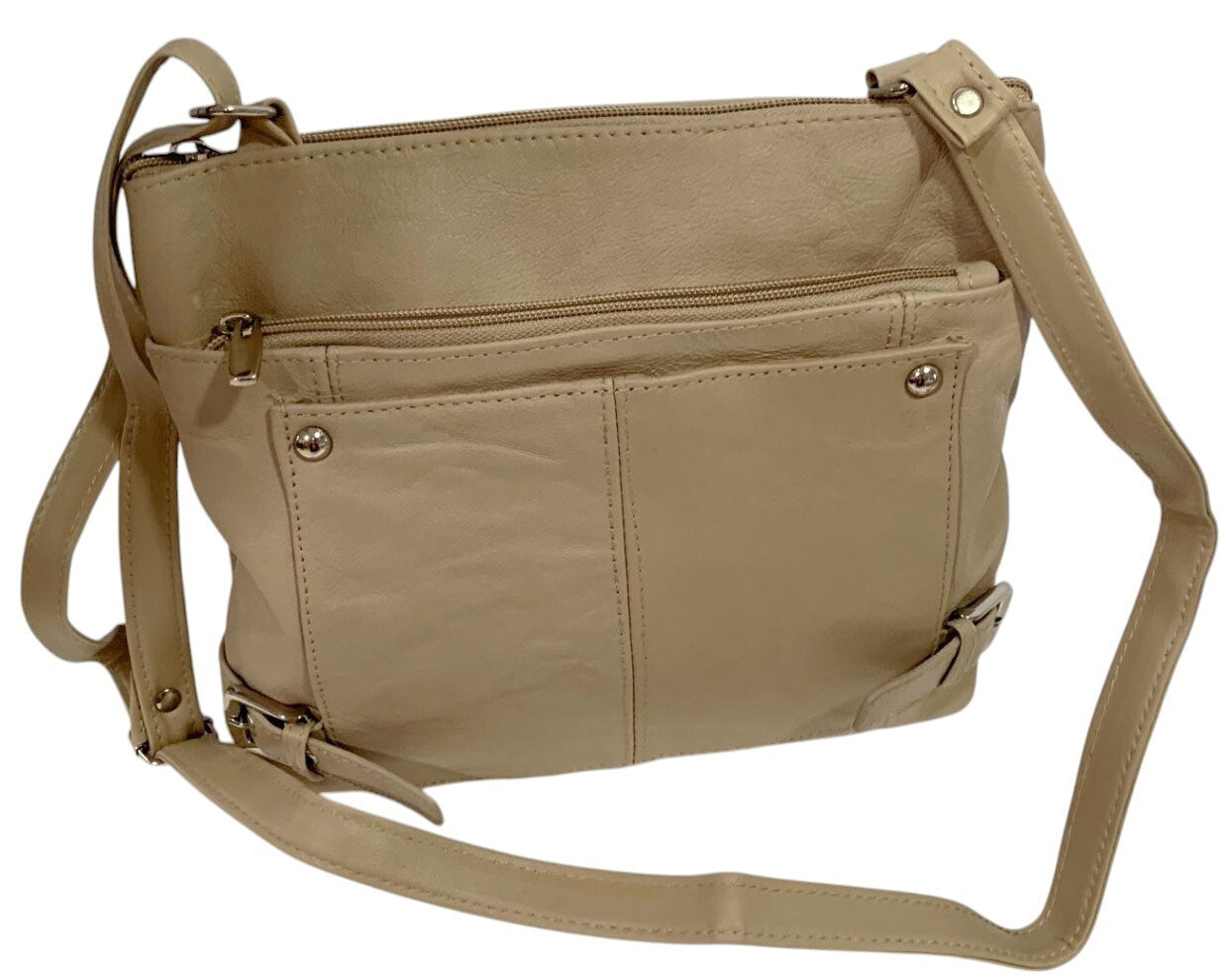 IVORY WOMEN MEDIUM COWHIDE LEATHER CROSS BODY SHOULDER BAG HANDBAG PURSE HOBO