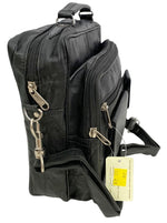 Black Leather Messenger Crossbody Shoulder Bag Organizer Handbag Satchel for Men