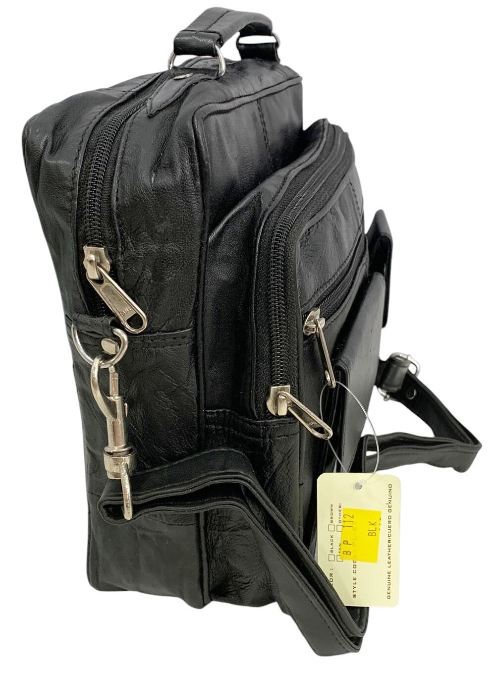 Black Leather Messenger Crossbody Shoulder Bag Organizer Handbag Satchel for Men