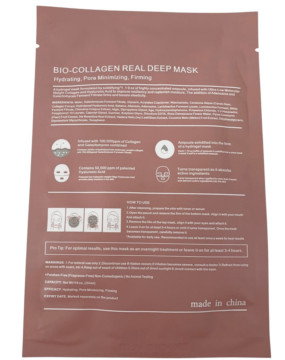 Bio-Collagen Real Deep Facial Lifting Anti-Wrinkle Mask -Pack of 4 Exp.09/2028
