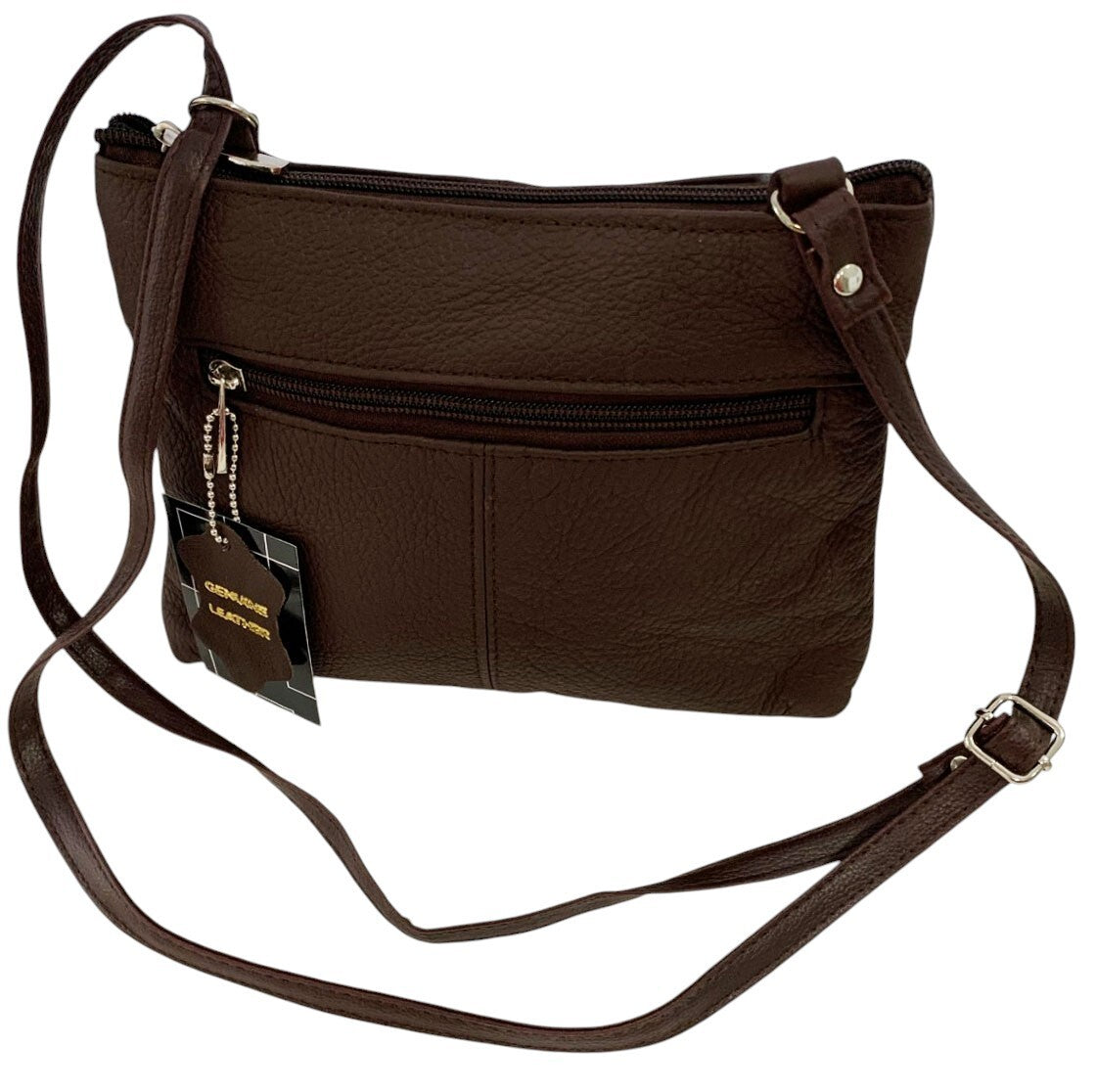 Brown Dark Cowhide Leather Small Handbag Crossbody Shoulder Bag  Purse for Women