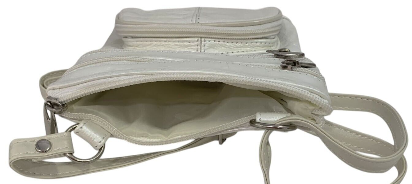 New WHITE Small Leathers Crossbody Messenger Purse Bag  Adjustable Strap