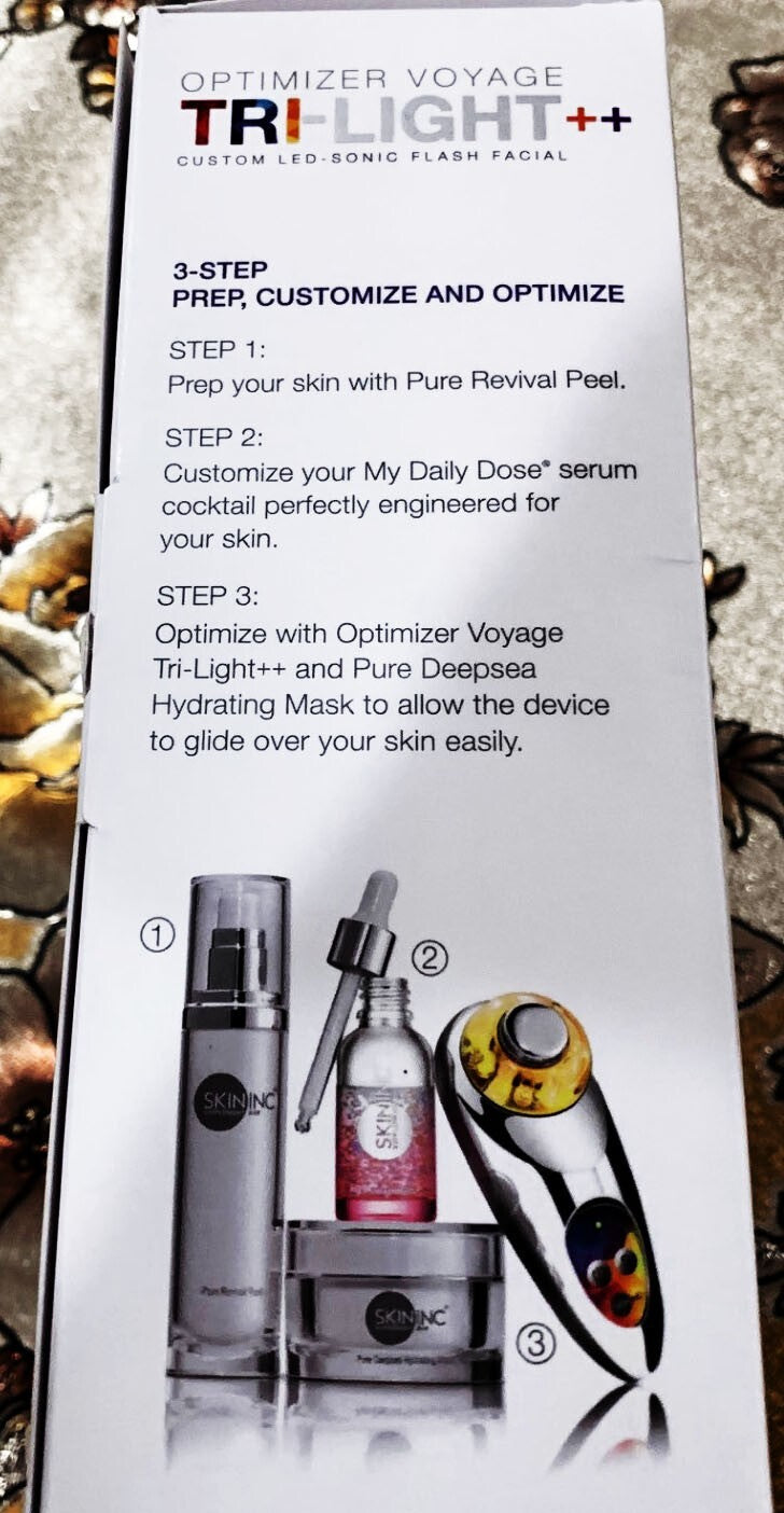SKIN INC SUPPLEMENT BAR Optimizer Voyage Tri-Light++ Sonic LED Facial NEW IN BOX