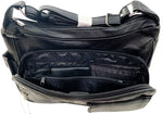 BLACK Leather Organizer Purse Shoulder Bag Multiple Pockets Cross Body Handbag