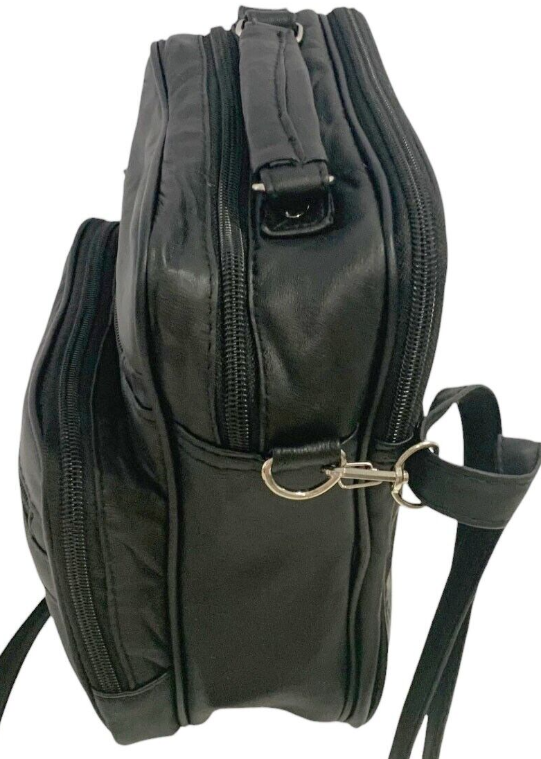 Black Large Leather Messenger Crossbody Shoulder Bag Handbag Satchel for Men