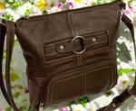 BROWN WOMEN MEDIUM COWHIDE LEATHER CROSS BODY SHOULDER BAG HANDBAG PURSE HOBO