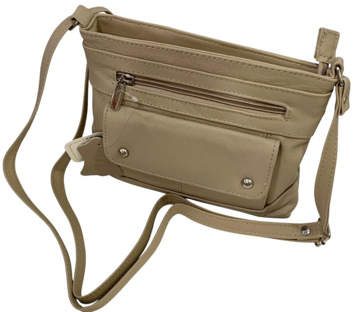 Ivory Cowhide Leather Small Handbag Crossbody Shoulder Bag  Purse for Women