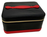 Shiseido New Leather Black/ Red Large Cosmetic Box Carrier With Mirror