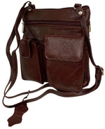 BURGUNDY Cowhide Leather Crossbody Shoulder Bag  Organizer Handbag for Women