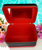 Shiseido New Leather Black/ Red Large Cosmetic Box Carrier With Mirror