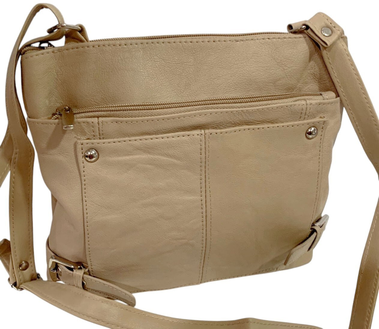 IVORY WOMEN MEDIUM COWHIDE LEATHER CROSS BODY SHOULDER BAG HANDBAG PURSE HOBO