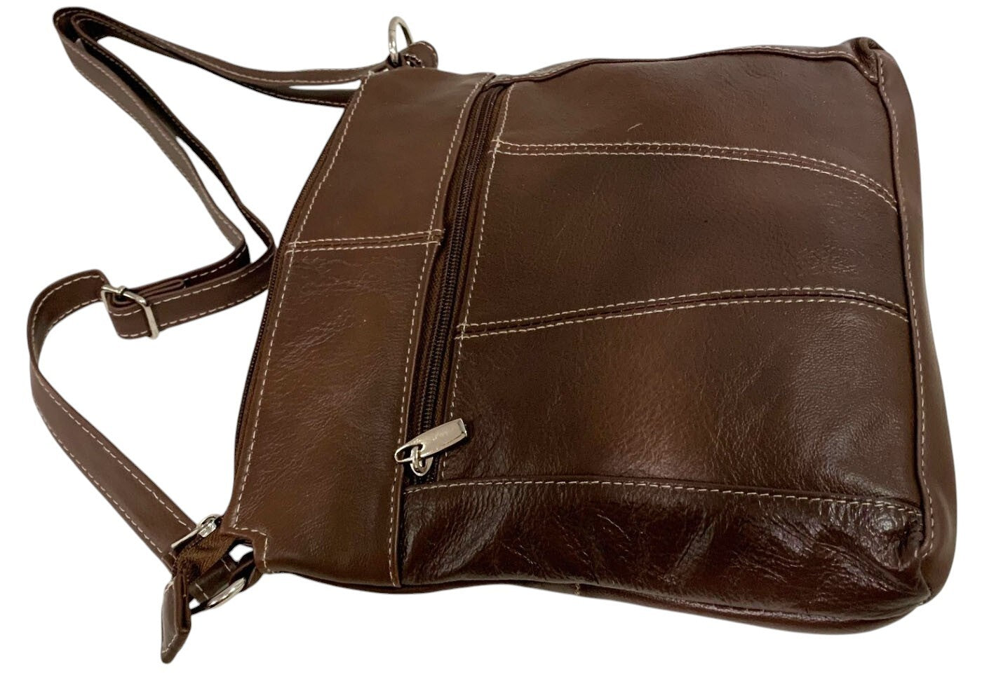 BROWN WOMEN MEDIUM COWHIDE LEATHER CROSS BODY SHOULDER BAG HANDBAG PURSE HOBO