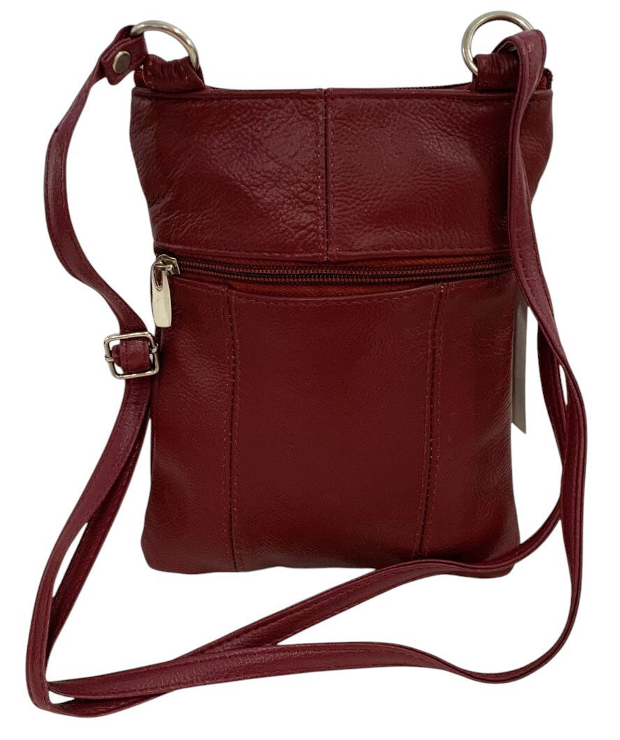 New Dark Red Small Leathers Crossbody Messenger Purse Bag  Adjustable Strap