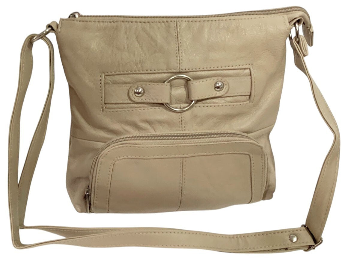 IVORY WOMEN MEDIUM COWHIDE LEATHER CROSS BODY SHOULDER BAG HANDBAG PURSE HOBO