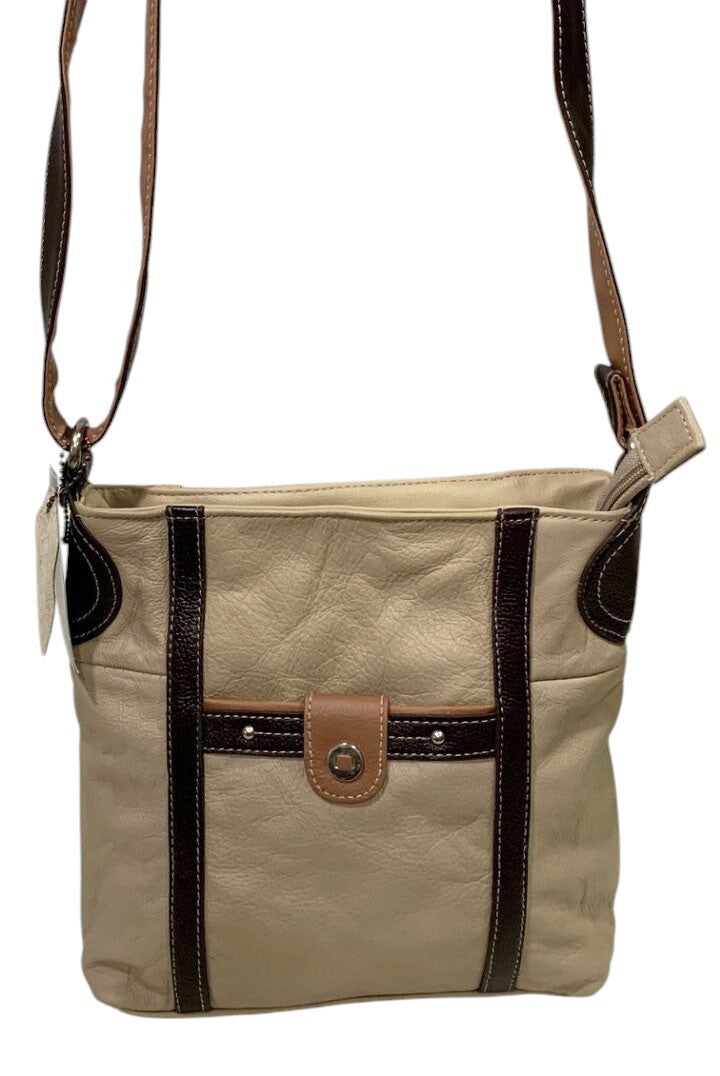IVORY WOMENS MEDIUM COWHIDE LEATHER CROSS BODY SHOULDER MESSENGER BAG HANDBAG