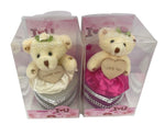 I Love You Bear With Heart Shaped Jewelry Gift Boxes SET OF 2 White and Fuchsia