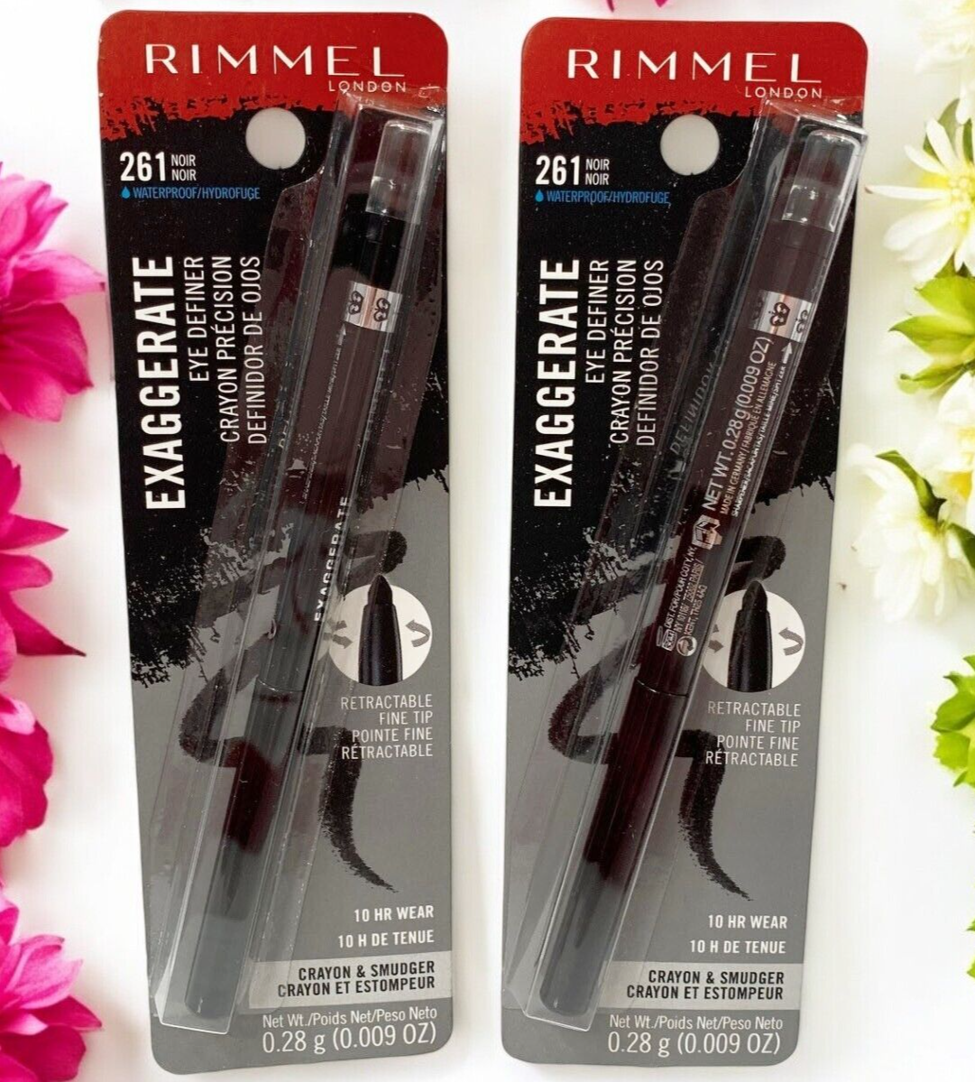 2-Rimmel Exaggerate Waterproof 10 Hr Eye Definer -261 Black 0.28g/0.1oz New