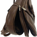BROWN COWHIDE LEATHER UNISEX  BACKPACK SHOULDER BAG TRAVEL ORGANIZER