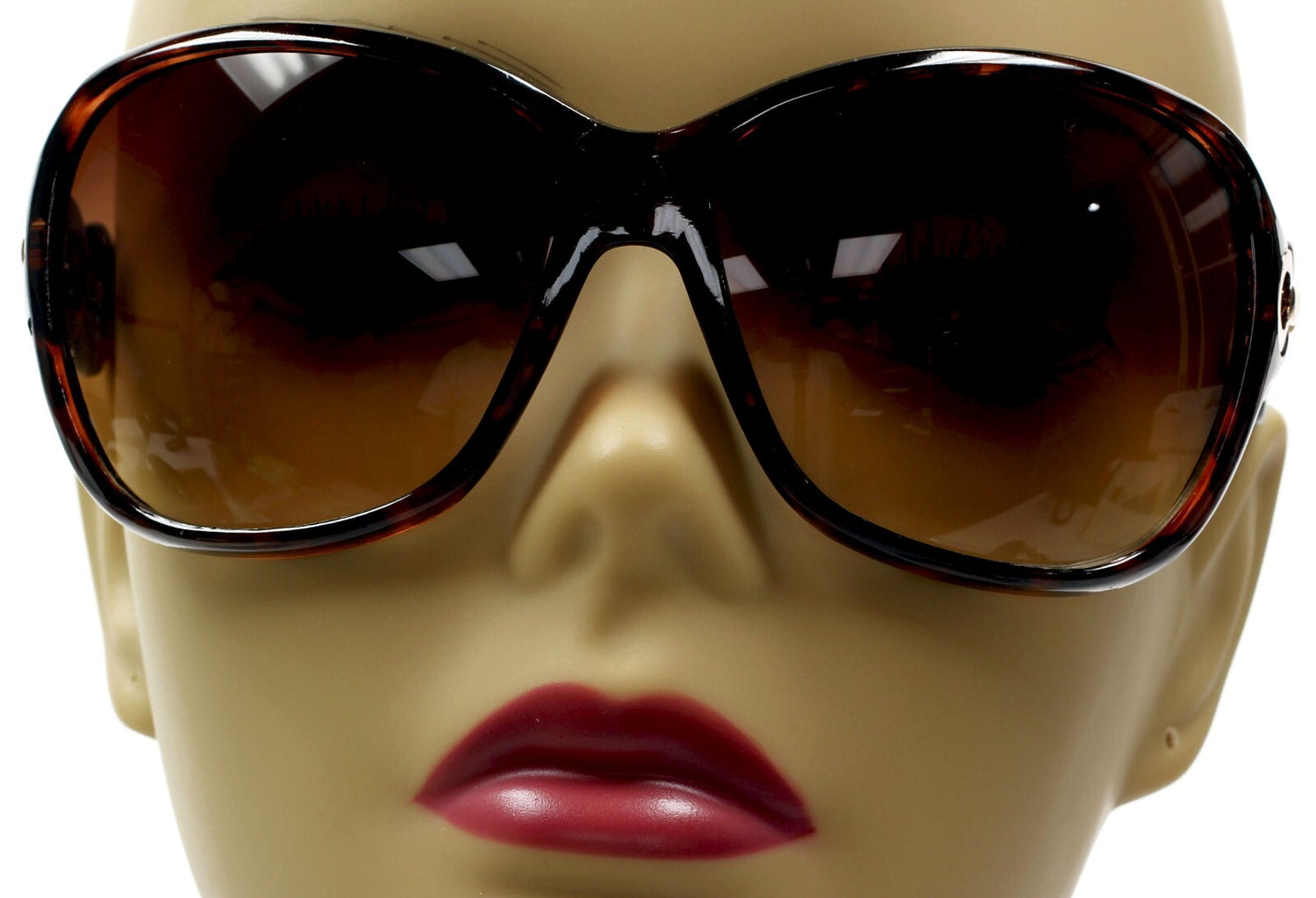WOMEN BROWN WRAP AROUND OVERSIZED SUNGLASSES FASHION SHADES CHAIN NEW