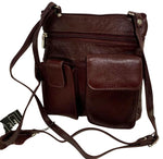 BURGUNDY Cowhide Leather Crossbody Shoulder Bag  Organizer Handbag for Women