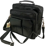 Black Leather Messenger Crossbody Shoulder Bag Organizer Handbag Satchel for Men