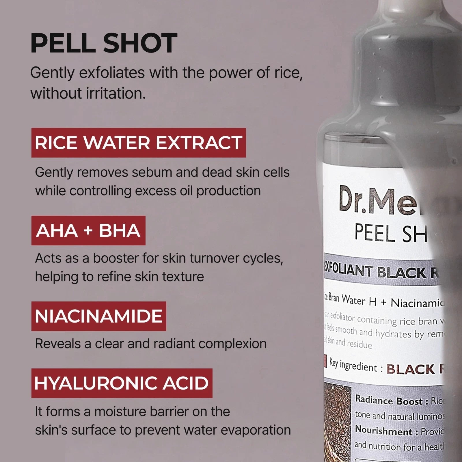 Dr. Melaxin Peel Shot Exfoliant Black Rice Ampoule 2.7oz/80 ml EXP DATE: 8/2028