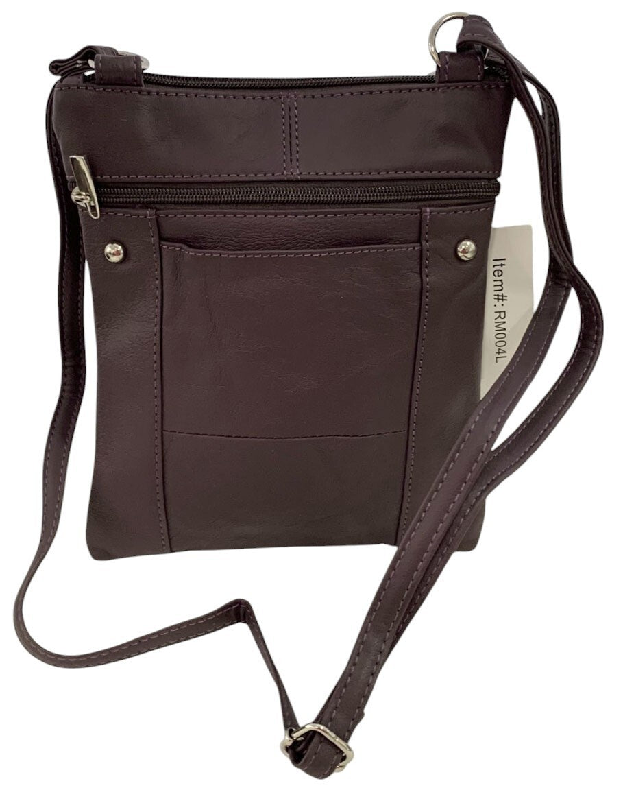 New PURPLE Leathers Crossbody Messenger Purse Bag 5 Pockets, Adjustable Strap