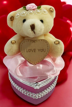 I Love You Bear With Heart Shaped Jewelry Gift Box Pink