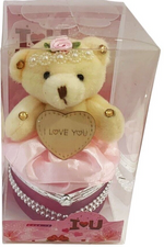 I Love You Bear With Heart Shaped Jewelry Gift Boxes SET OF 2 Red and Pink