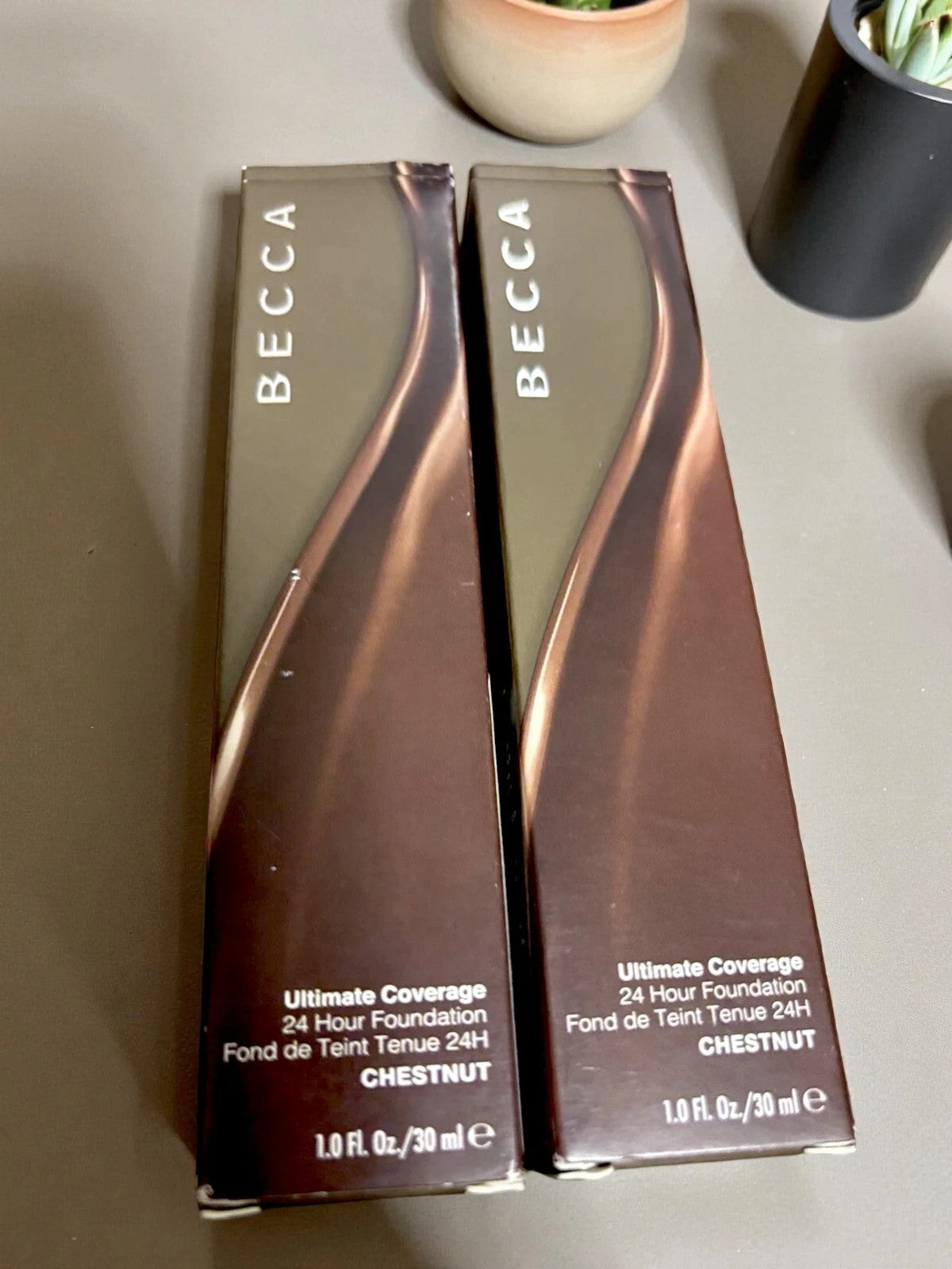 Lot of 2 - Becca Ultimate Coverage Foundation Chestnut 1.0 Fl Oz
