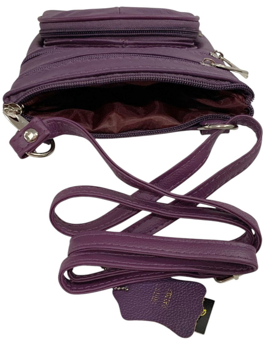 New PURPLE Small Leathers Crossbody Messenger Purse Bag  Adjustable Strap