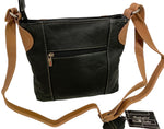 BLACK MEDIUM WOMEN COWHIDE LEATHER CROSS BODY SHOULDER MESSENGER BAG SATCHEL