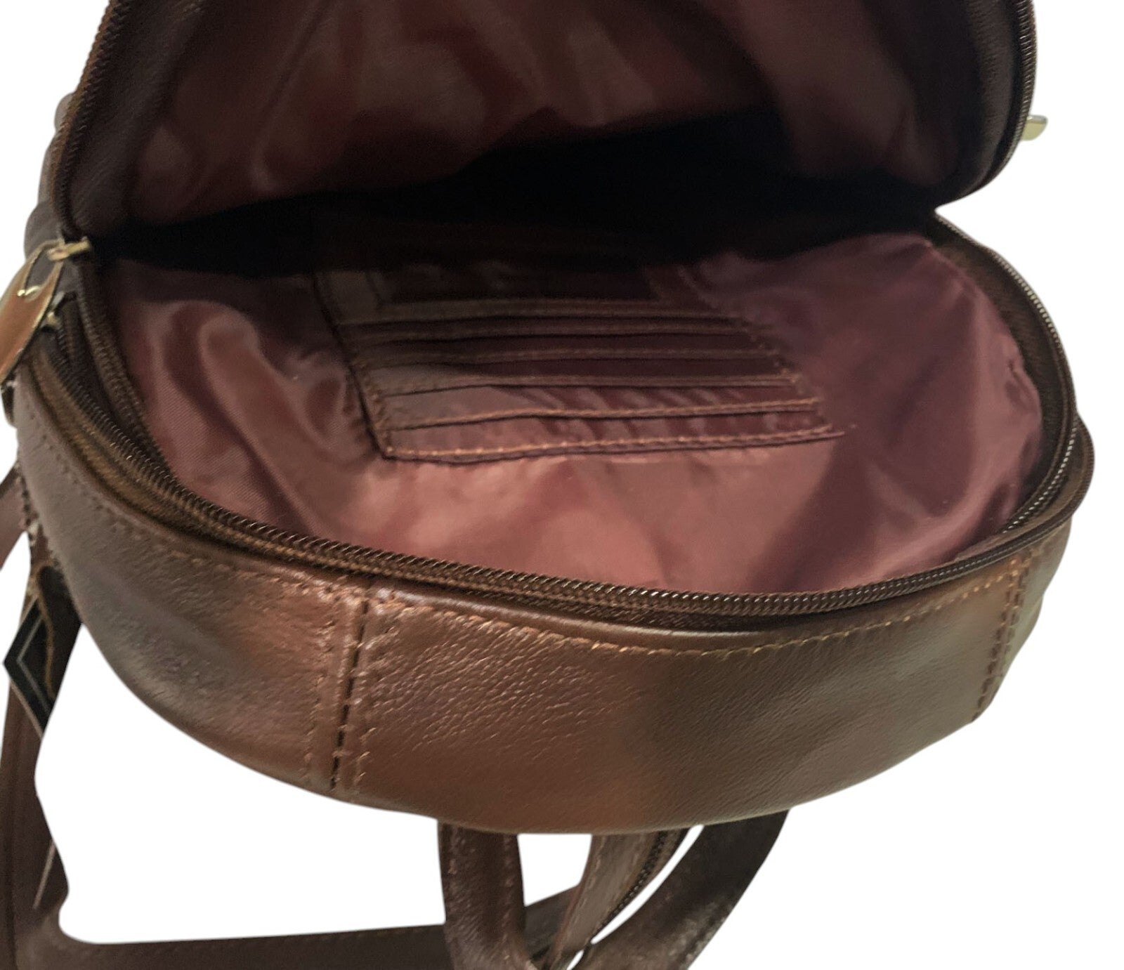 BROWN COWHIDE LEATHER UNISEX  BACKPACK SHOULDER BAG TRAVEL ORGANIZER