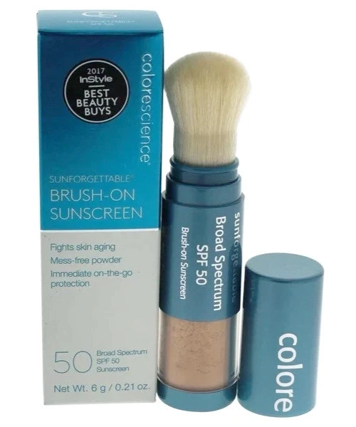 COLORESCIENCE SUNFORGETTABLE BRUSH-ON SUNSCREEN SPF 50 MEDIUM 0.21oz NEW IN BOX