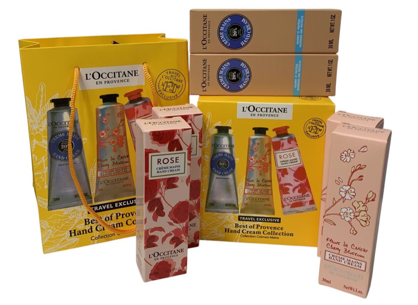 L'Occitane BEST OF PROVENCE HAND CREAM COLLECTION TRAVEL EXCLUSIVE 6 ps+GIFT BAG