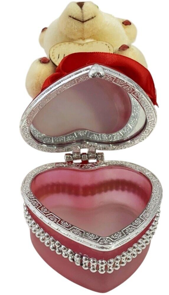I Love You Bear With Heart Shaped Jewelry Gift Box Red