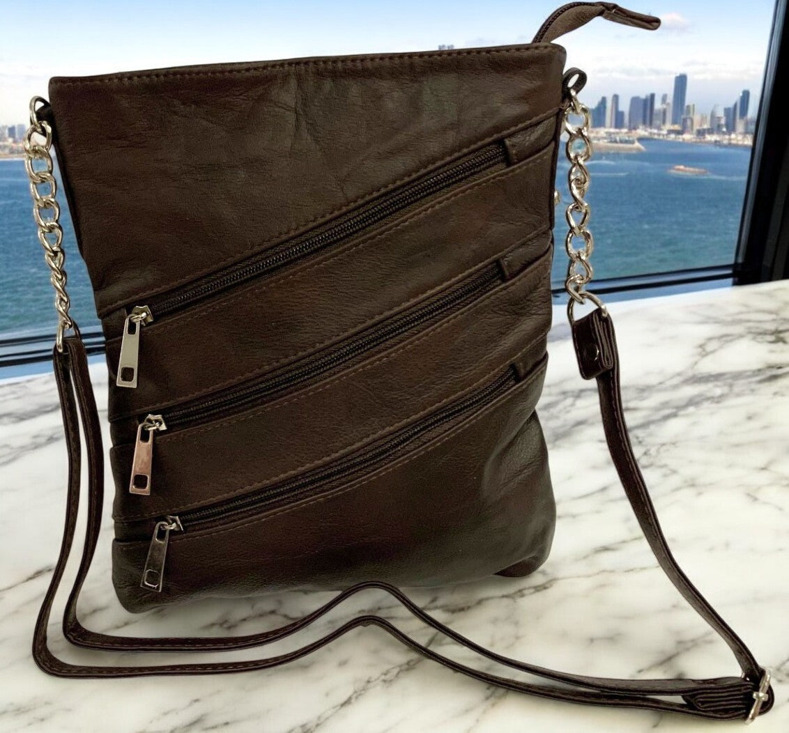 BROWN LARGE SOFT LEATHER MESSENGER SHOULDER BAG CROSS BODY SATCHEL FOR MEN/WOMEN