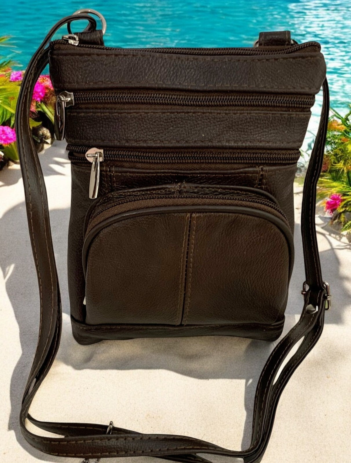 New Dark Brown Small Leathers Crossbody Messenger Purse Bag  Adjustable Strap