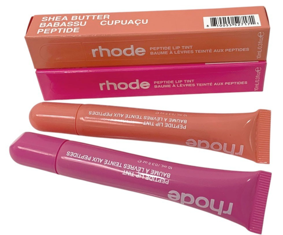 Rhode Peptide Lip Tint 10ml Shea Butter Sheer SET of 2 PEACH PIT & SHORTCAKE