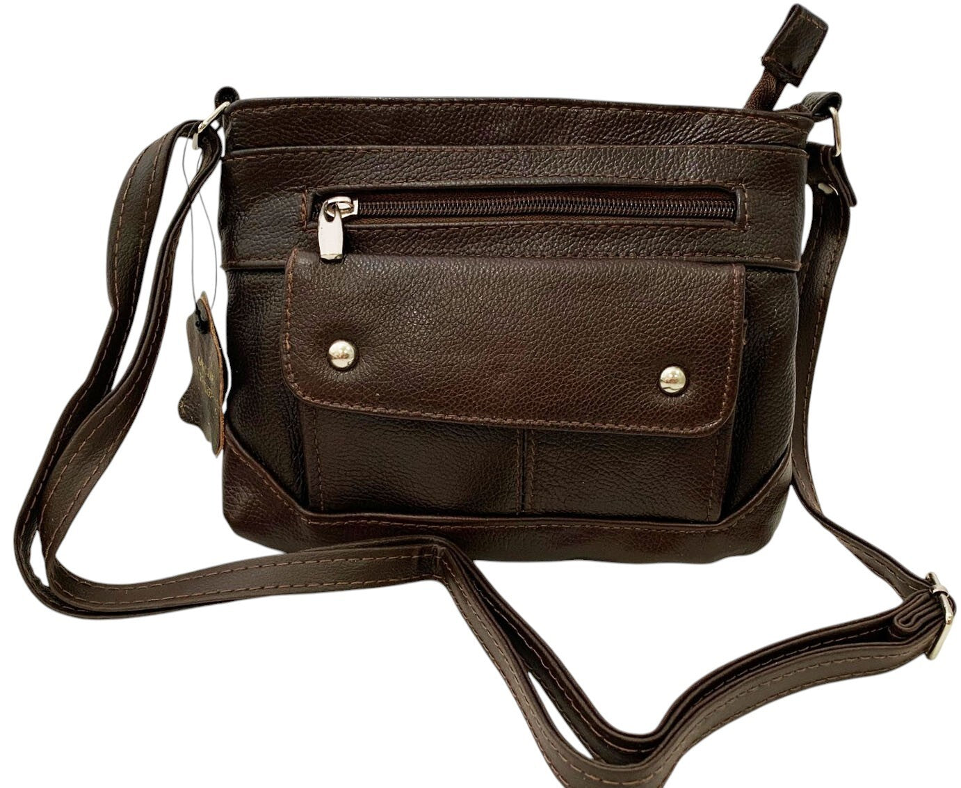 Brown Cowhide Leather Small Handbag Crossbody Shoulder Bag  Purse for Women